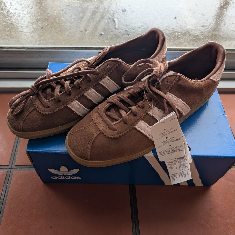 Adidas Bermuda Shoes Brown Suede Pink Stripes